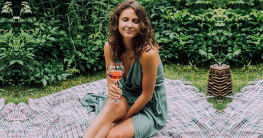 A photo of a Russian woman on a picnic